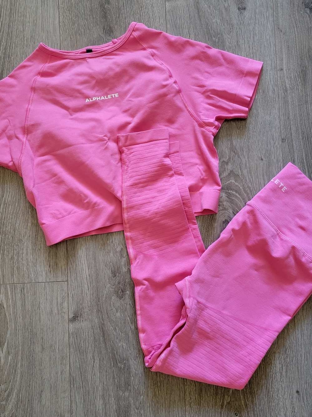 Alphalete Pink Revival Activewear Set - Crop Top & Leggings